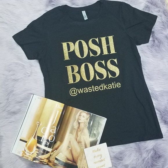 Posh Boss Red or Gold Glitter Women's T-Shirt NWT - Picture 2 of 5